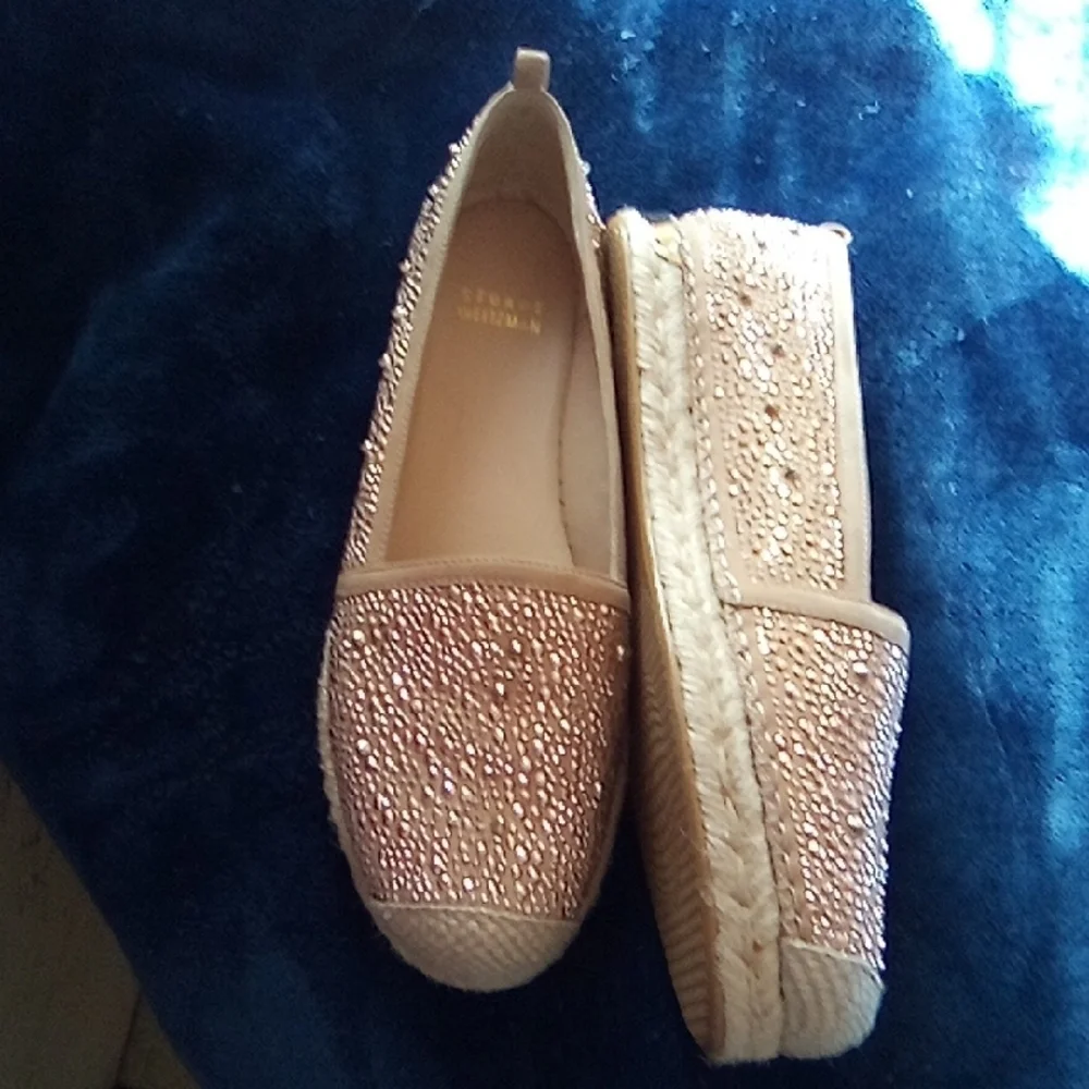 Stuart Weitzman Gold Beaded Espadrilles